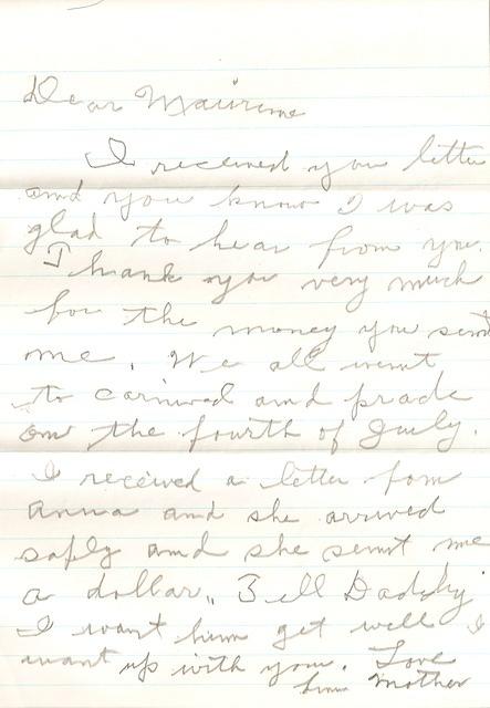 Letter to Maurine Bogart from mother Lena.  St. Joseph.  1967.