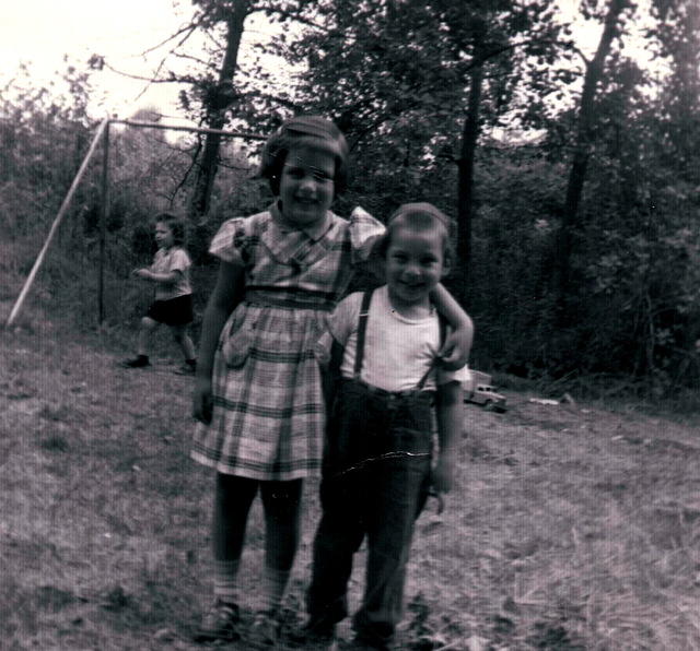 Chani Brody and her brother Moishe Sanel Brody in the country