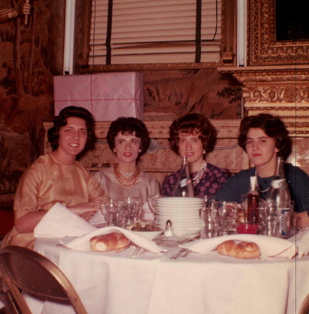 Chava Eva Silber Breier (left) at Shea's bar mitzvah with friends.