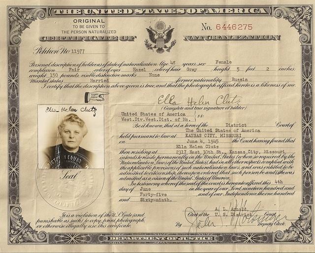 Ella Bogart Goldstein Naturalization