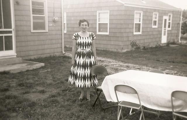 Edith Markowitz, in the backyard of the house at 8201 Jarboe