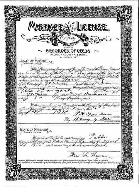 Harry and Ella Bogart Clutz Kesuba Wedding Certificate