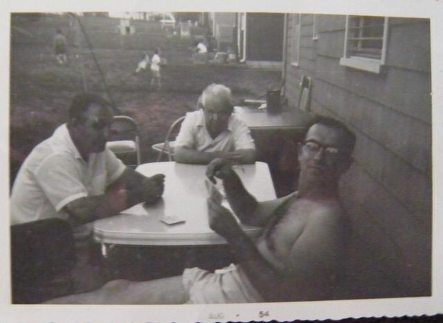 Alvin Clutz playing cards in the Markowitz' backyard