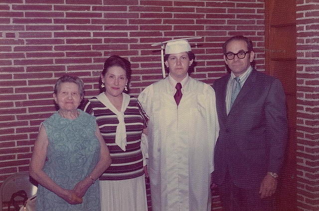 Anna Ritz, Marietta, Jack, and Louis Cohn at Jack Cohn's Graduation - May 28, 1972