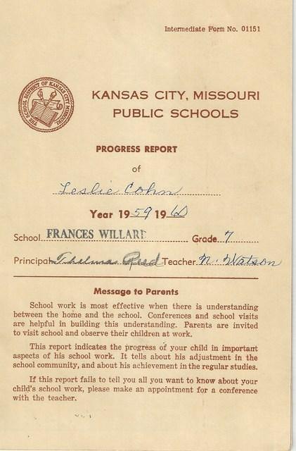 Les Cohn, Report Card, 1959 1