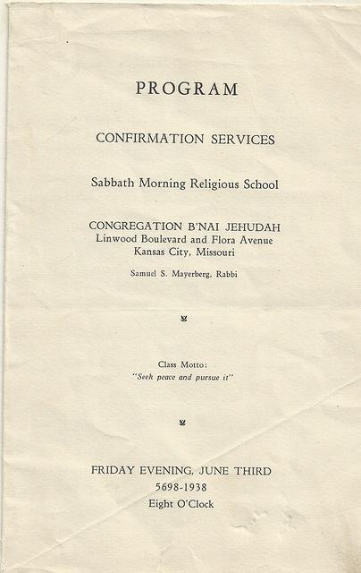 Marietta Ritz Cohn, Confirmation, 1938