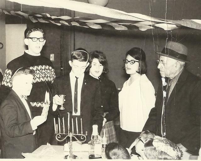 Harvey Cohen, Les Cohn, Marvin Cohen, Roni Cohn Belson, Libby Cohen Needle, Abe Cohn at CBS Chanukah party 1963 or 1964