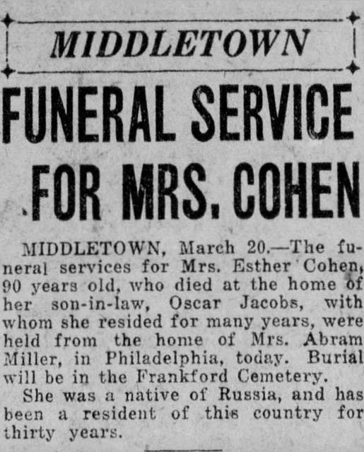 Esther Cohen Obit