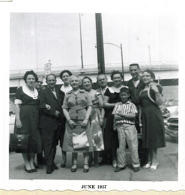 L to R front:  Ann Cantor Galitzky and Isadore Galitzky, Holding the purse Lillian Galitzky.  Far right Mildred Galitzky Schulman