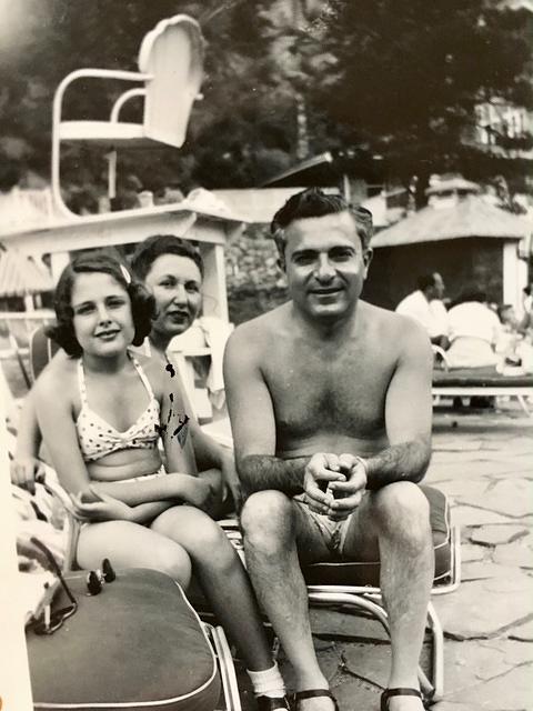 Sonia Overbeck Livingston with her parents Rose Hecht Overbeck and Ben Overbeck. 1940’s