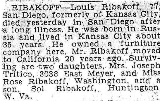 Louis Ribakoff, Obituary