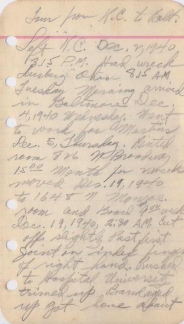 Louis Cohn, Diary 1 - Tour from KC to Baltimore 1.  See notes.