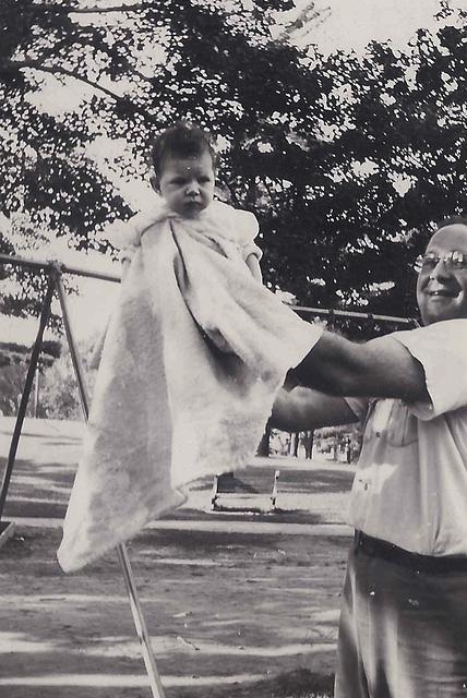 Abe Levine holding Donna, 1945