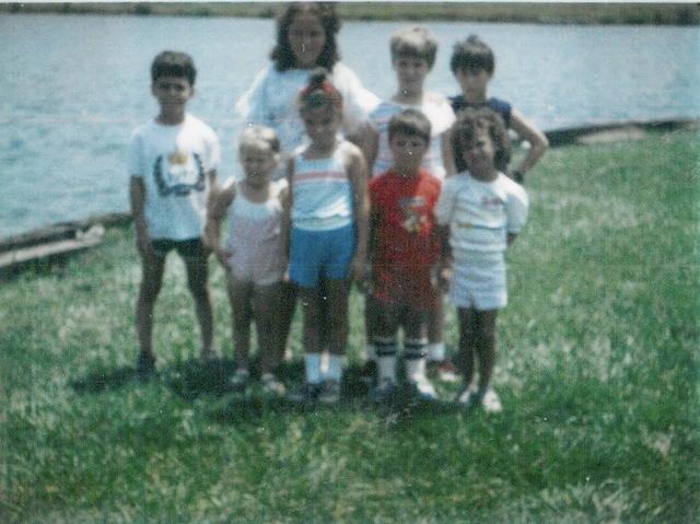 1986 Fishing with Grandpa Joe Magariel - David Magariel, Michelle Tropp, Pam Tropp, Todd Cohn, (Front Row) Becca Cohn, Mindy Tropp, Marc Tropp,  Sara Magariel