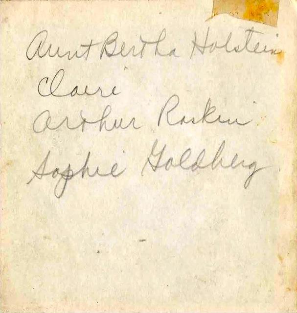 Aunt Bertha Holstein, Claire, Arthur Raskin, Sophie Goldberg - back