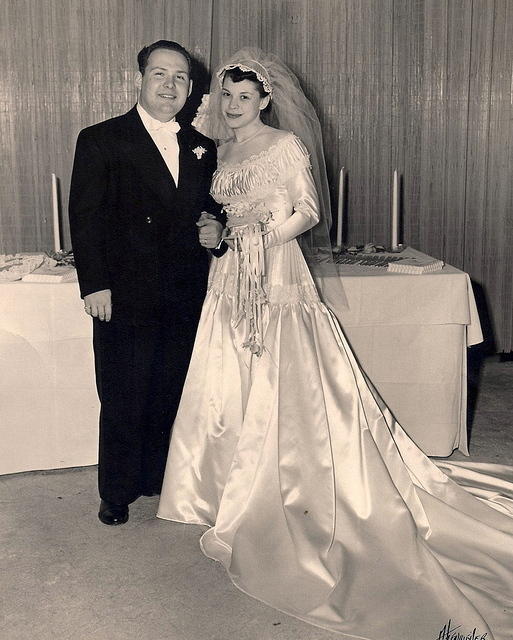 Wedding of J Schulman and Hike Cohn Schulman.  March 28, 1953 at the Twin Oaks