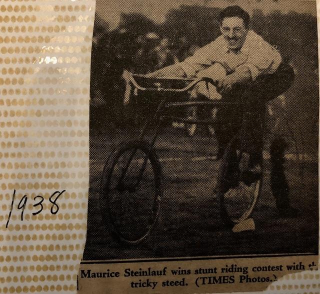 Maurice Steinlauf wins stunt riding contest with this tricky steed.  (TIMES photos), 1938