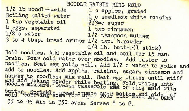 Noodle Raisin Ring Mold