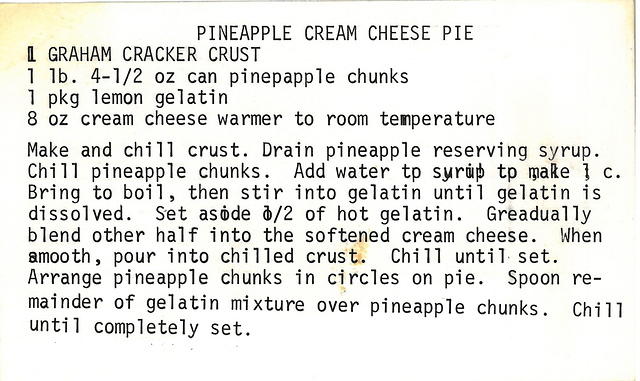 Pineapple Cream Cheese Pie