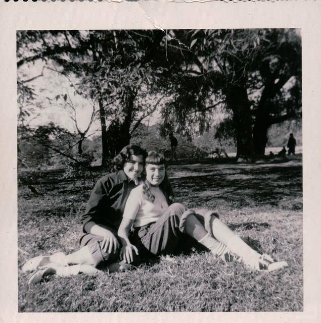 Rivka Edith Weiss and friend, Prospect Park, Oct 1951