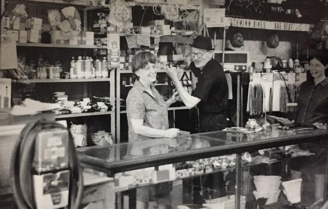 Maurice and Esther Yellen Steinlauf and Rochelle Steinlauf Adler in Bike Shop Store