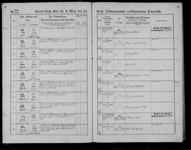 Sigmund Rosenfeld death record Wien 1900 line 17