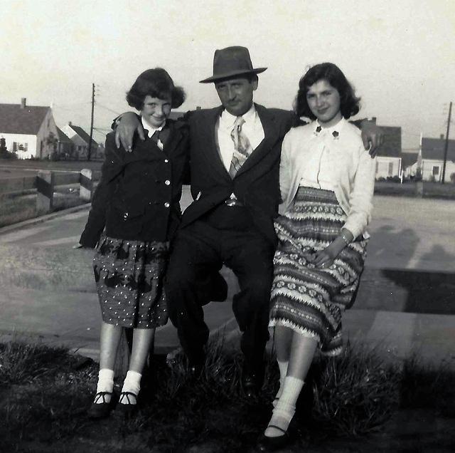 Florence Flo, Marcus, and Rivka Edith Weiss,  Wantagh, 1953.  See notes.