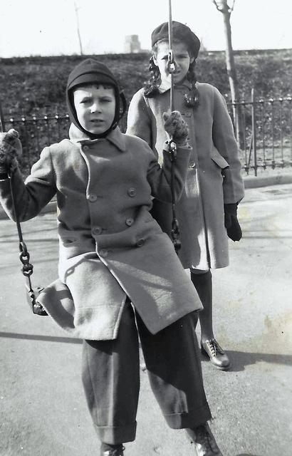 Arnold Gurowitz (friend of Joe Weiss) on swing.  1945.  See notes.