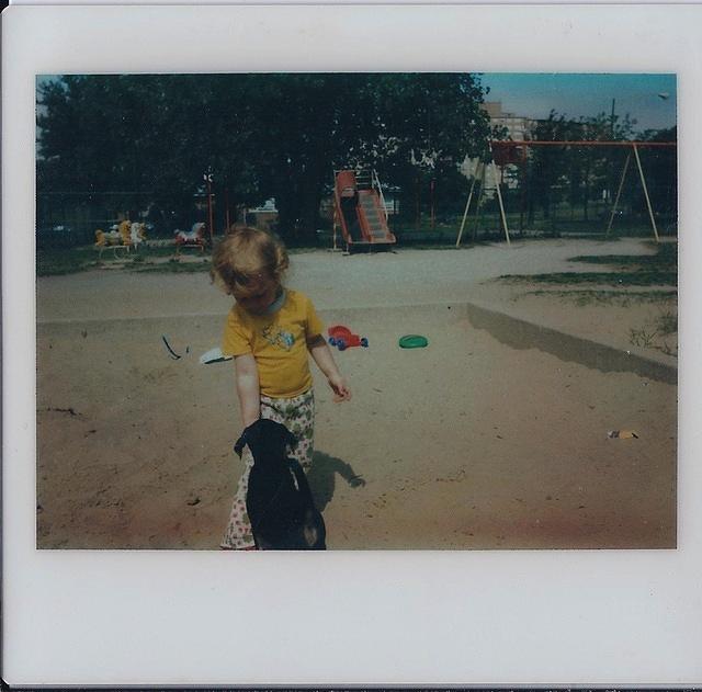 Naomi Weiss Cohn in sandbox at Chippewa Park Chicago IL