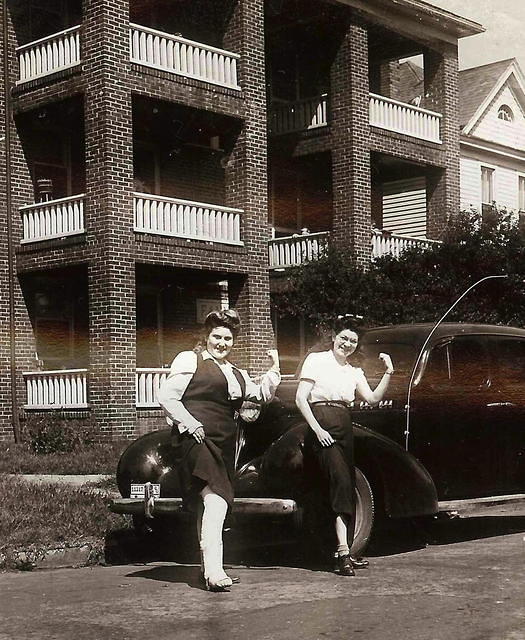 Marietta Ritz Cohn and Eva Cohn Tulchinsky.  Norfolk, VA.  Sept 22, 1945