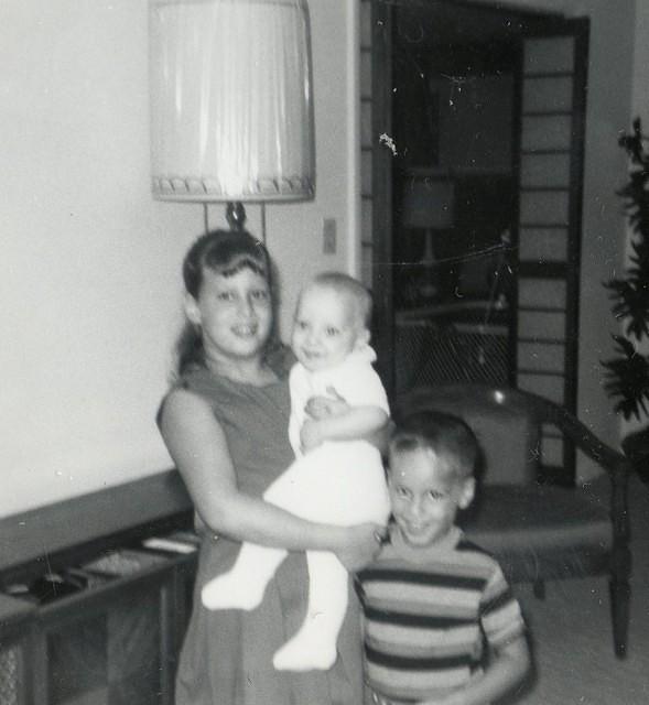 Marilyn Presser holding Jeffrey Louis Presser, and Stephen Presser, Presser Home on Old King’s Court, Jacksonville, FL; 1964