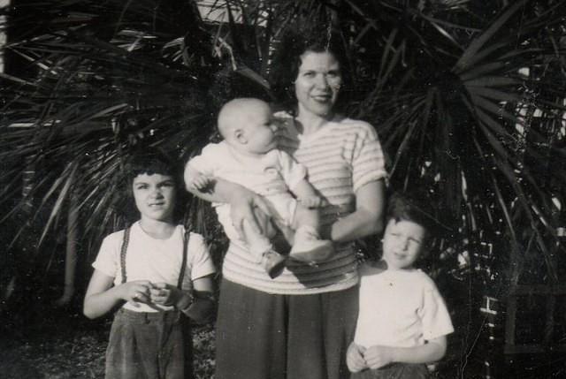 Fannie Cohn Cohen holding son Harvey w/ Libby and Marin by her side