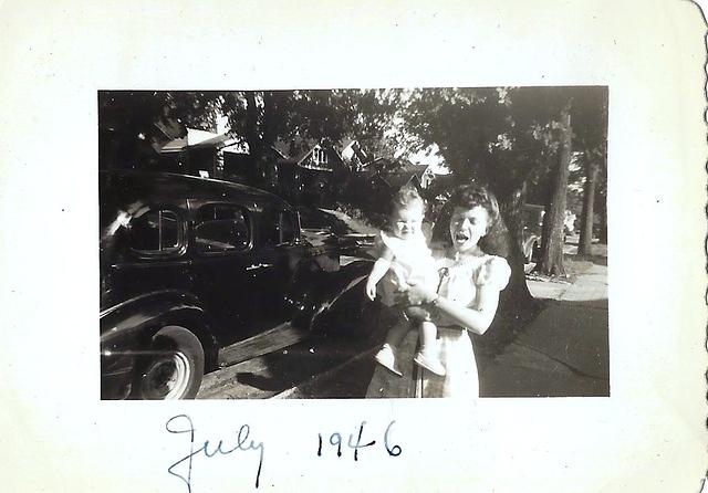 Fannie Cohn Cohen holding Libby Cohen Needle, July 1946