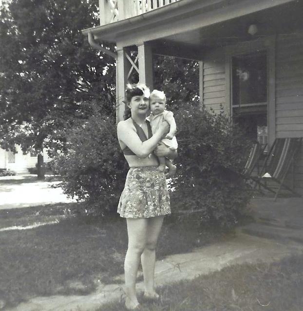 Bertie Cohn Levin with Lesley, June 1952