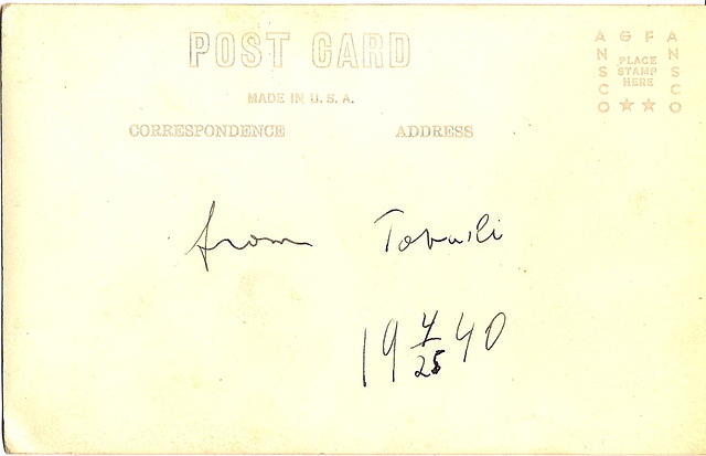 From USA.  April 25, 1940 "From Tova" (?)