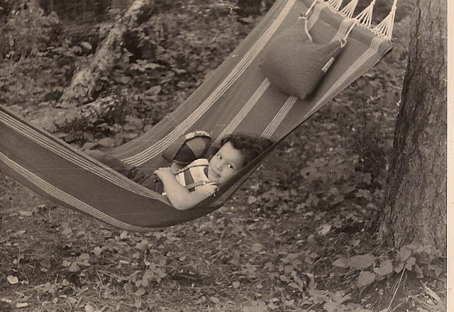 Marcia Clutz Tropp at the cabin in Canada, 1949