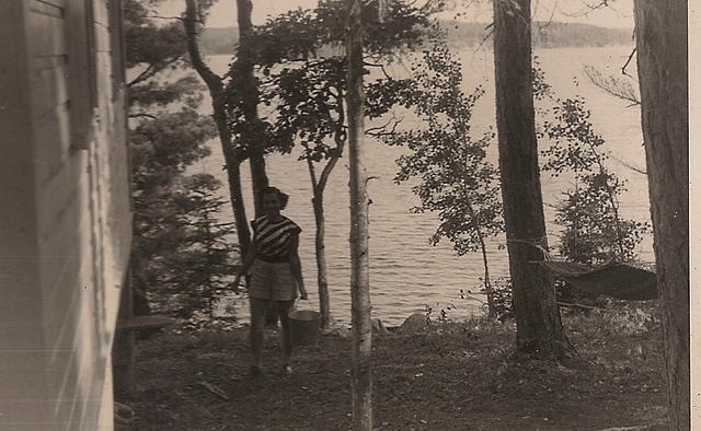 1949 - Thelma Hecht Clutz at the cabin in Canada