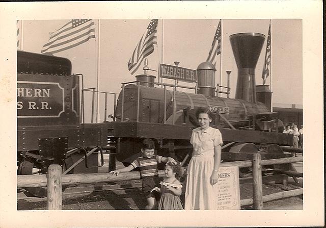 1949 - Thelma Hecht Clutz with Larry Clootz and Marcia Clutz Tropp, Chicago Railroad Fair