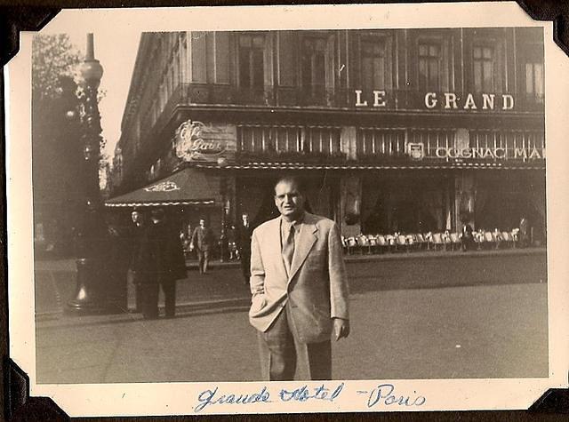 Ted Clutz at the Le Grand Hotel in Paris, France, 1953