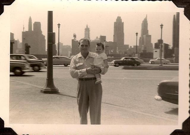 Ted Clutz holding Linda Clutz Cohn, NY, 1953