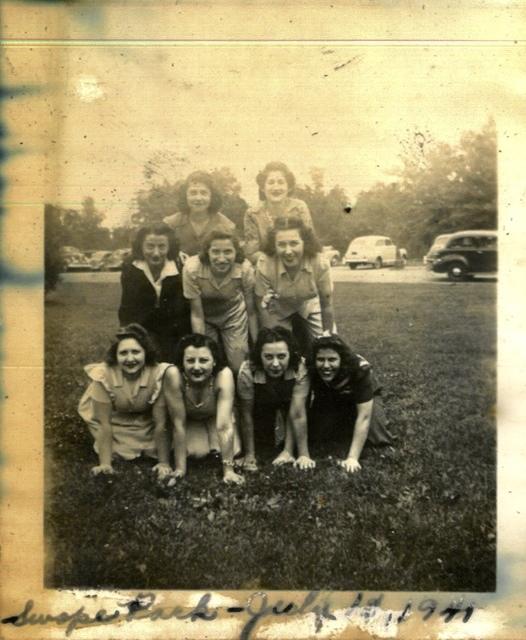 Thelma Hecht Clutz Magariel at her "Sorority Breakfast".  Swope Park, 1941