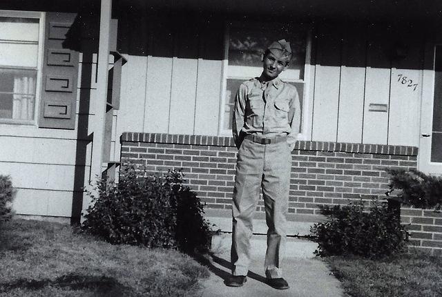 Larry Clutz Clootz in front of home at 7827 Wyoming, Kansas City, Mo