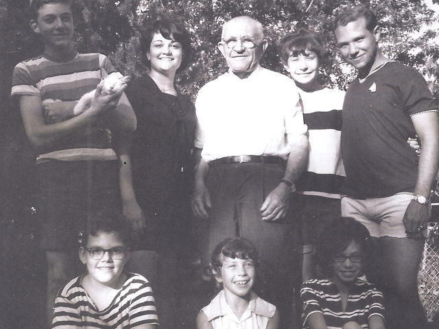 See notes.  Back Row L to R: Marvin Cohen, Libby Cohen Needle, Abe Cohn, Linda Tulchinsky Siegel & Mickey Swade. Front row: Harvey Cohen, Karen & Bari.