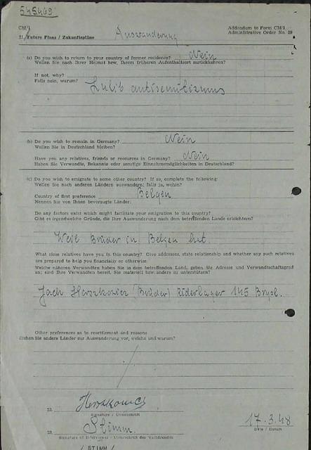 Henryk Herszkowicz Family Application for IRO Assistance 3