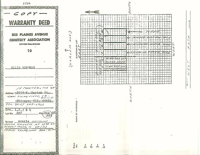 Ellis Schuman Cemetery Deed Headstone