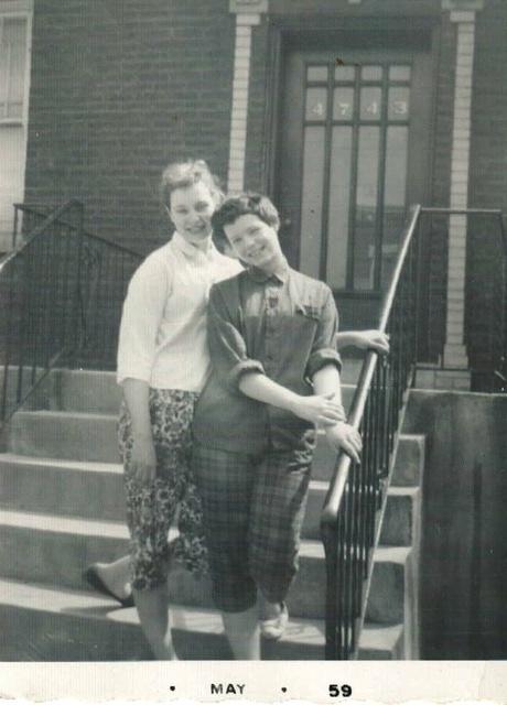 Joyce Steinlauf and Rochelle Steinlauf Adler, 1959 at home at 4743 St Louis Ave