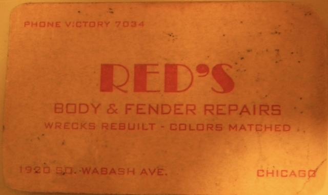 Maurice Steinlauf Business Card - Red's Body and Fender, Chicago, IL