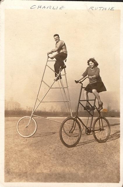 Charlie and Ruthie Steinlauf.  Bike.