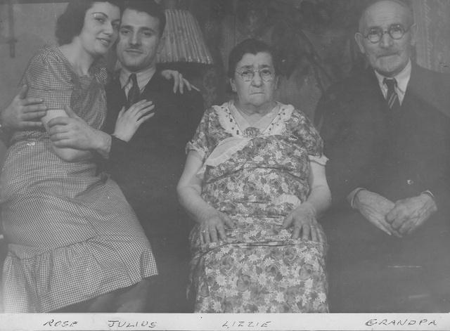 Rose Steinlauf Zaitz and Julias Zaitz, Lizzie Shenbaum Steinlauf and Bernard Steinlauf.  Pre 1939