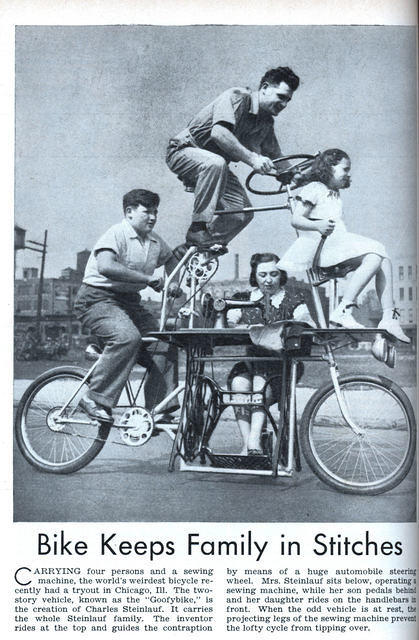 Charlie Steinlauf, Lena Nathan Steinlauf, Fred Steinlauf, Ruth Steinlauf Mason, sewing bike